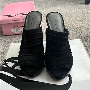 Nine West Black Velvet Mules